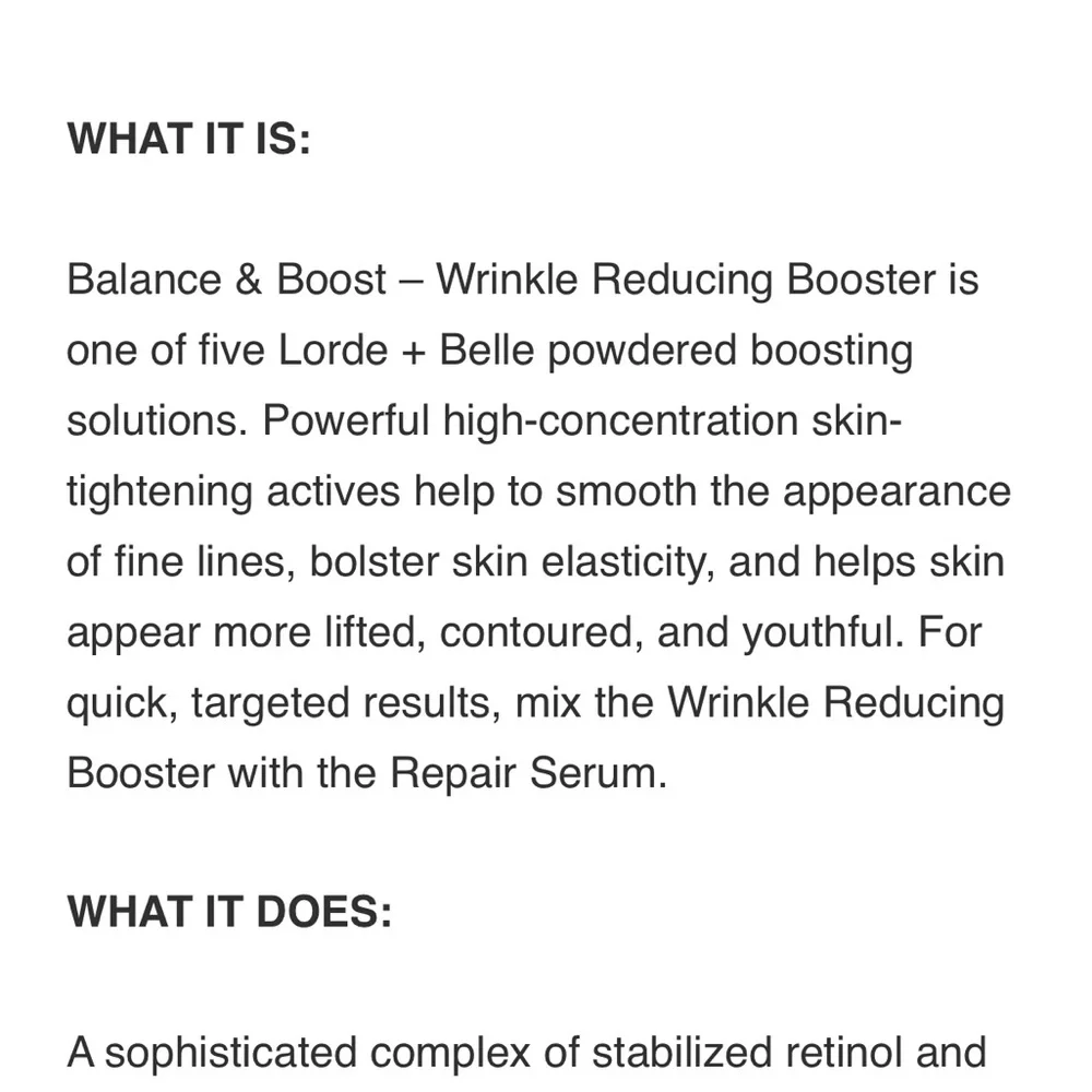 NIB- Lorde+Belle Wrinkle Reducing Booster
